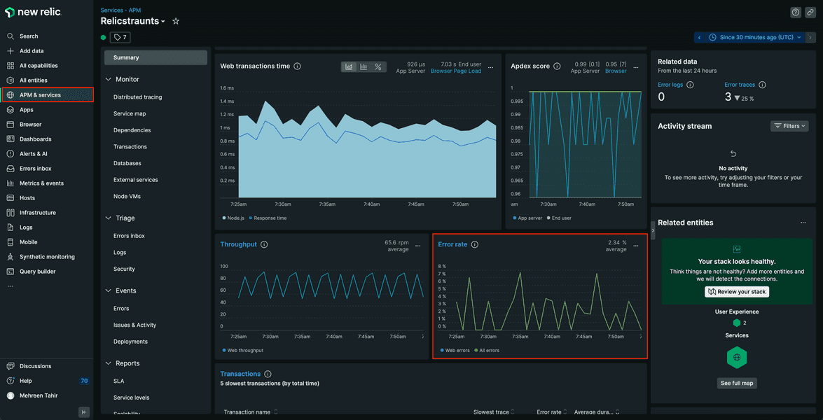 Application reporting errors