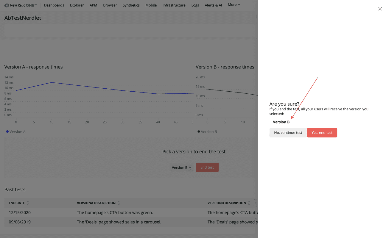 The modal shows your selected version